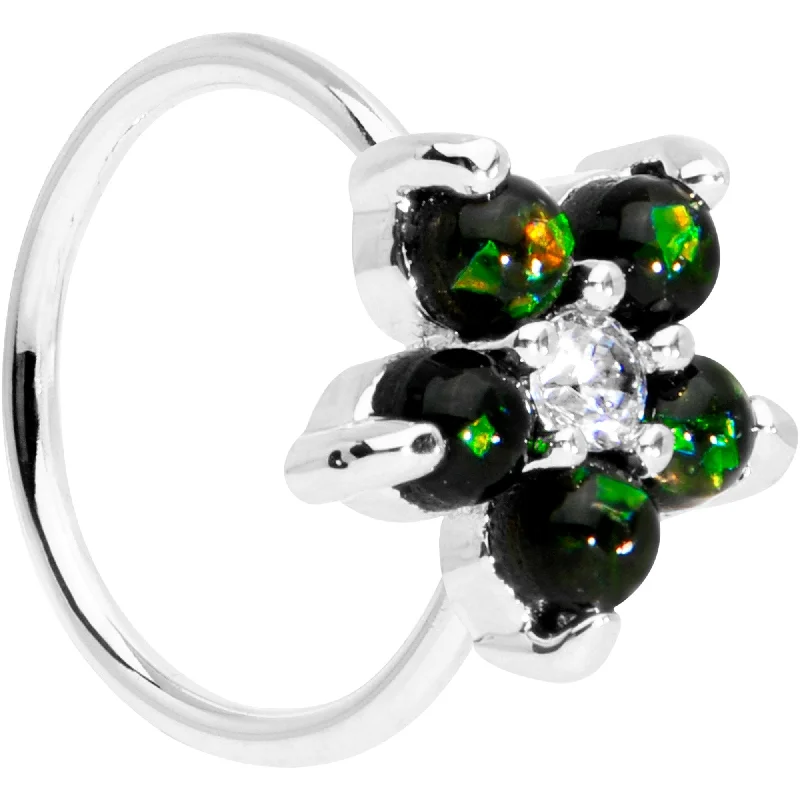 Nose Rings with Cool Patterns -20 Gauge 5/16 Clear CZ Green Faux Opal Seamless Circular Ring Nose Rings with Cool Patterns -20 Gauge 5/16 Clear CZ Green Faux Opal Seamless Circular Ring
