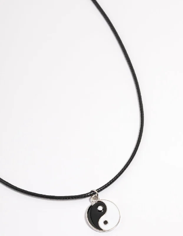 Shop Classic Women's Necklaces & Pendants with a Modern Twist-Silver Yin & Yang Cord Necklace Shop Classic Women's Necklaces & Pendants with a Modern Twist-Silver Yin & Yang Cord Necklace
