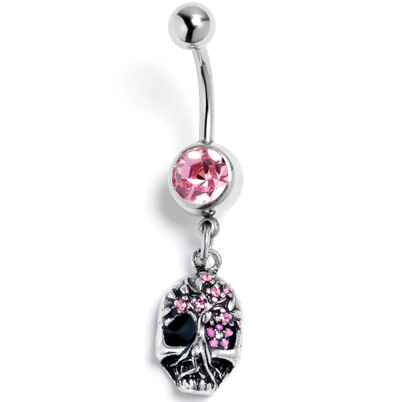 Comfortable Belly Rings for Exclusive Fashion -Pink Gem Stylish Skull Dangle Belly Ring Comfortable Belly Rings for Exclusive Fashion -Pink Gem Stylish Skull Dangle Belly Ring