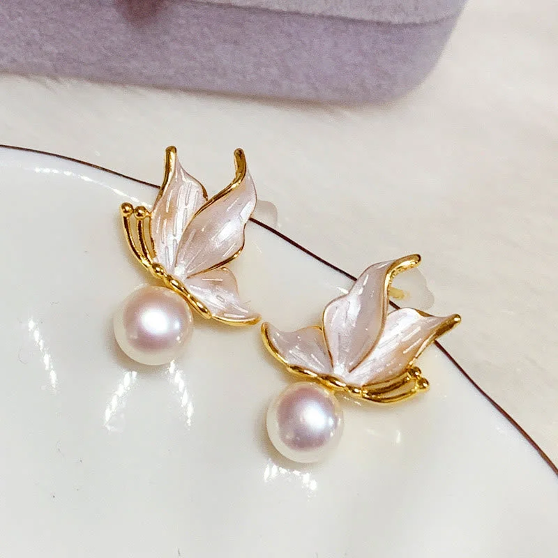 Women's Earrings – Elegant Designs for Every Personality--Buddha Stones 925 Sterling Silver Posts Copper Plated Gold Natural Pearl Bead Butterfly Wisdom Stud Earrings Women's Earrings – Elegant Designs for Every Personality--Buddha Stones 925 Sterling Silver Posts Copper Plated Gold Natural Pearl Bead Butterfly Wisdom Stud Earrings