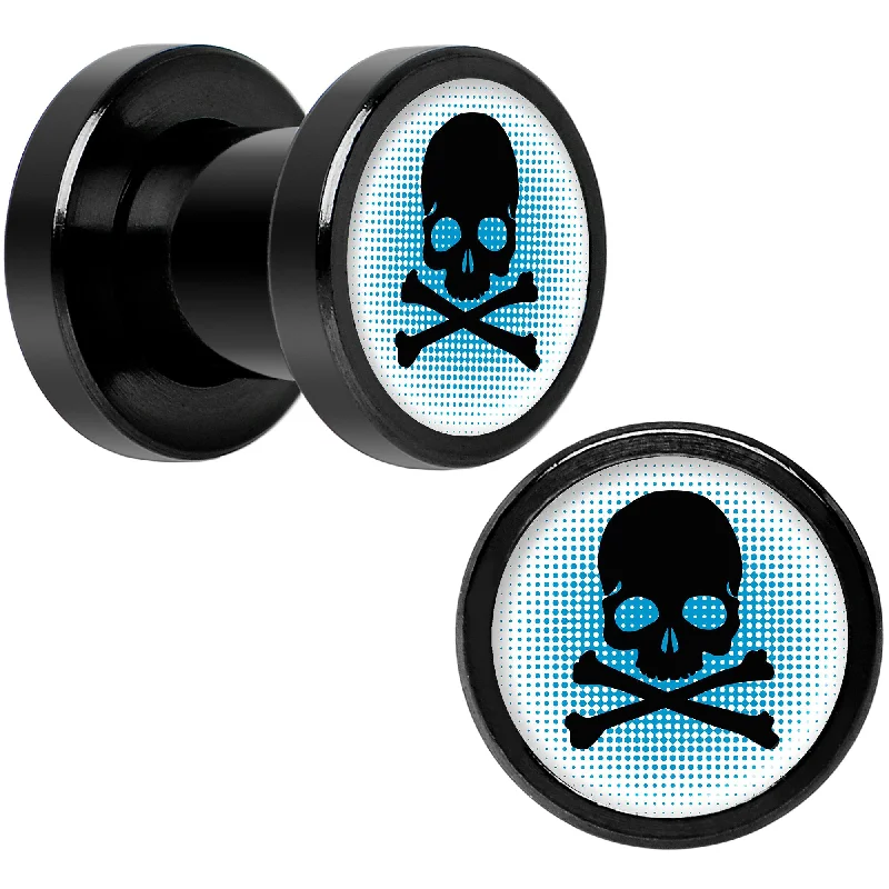 Women's Earrings – Elegant Designs for Every Personality--Blue Black Skull Black Anodized Screw Fit Plug Set 2 Gauge Women's Earrings – Elegant Designs for Every Personality--Blue Black Skull Black Anodized Screw Fit Plug Set 2 Gauge