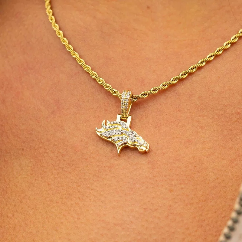 Shop Classic Women's Necklaces & Pendants with a Modern Twist-Denver Broncos Official NFL Micro Logo Pendant - Yellow Gold Shop Classic Women's Necklaces & Pendants with a Modern Twist-Denver Broncos Official NFL Micro Logo Pendant - Yellow Gold