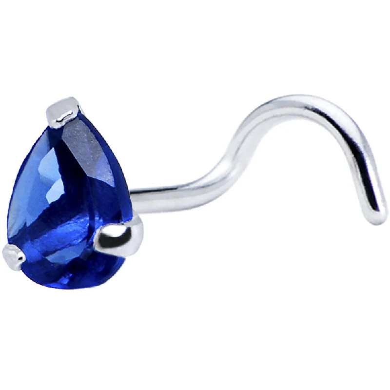 Small Hoop Nose Rings -925 Sapphire 3mm CZ Teardrop Nose Ring Created with Crystals