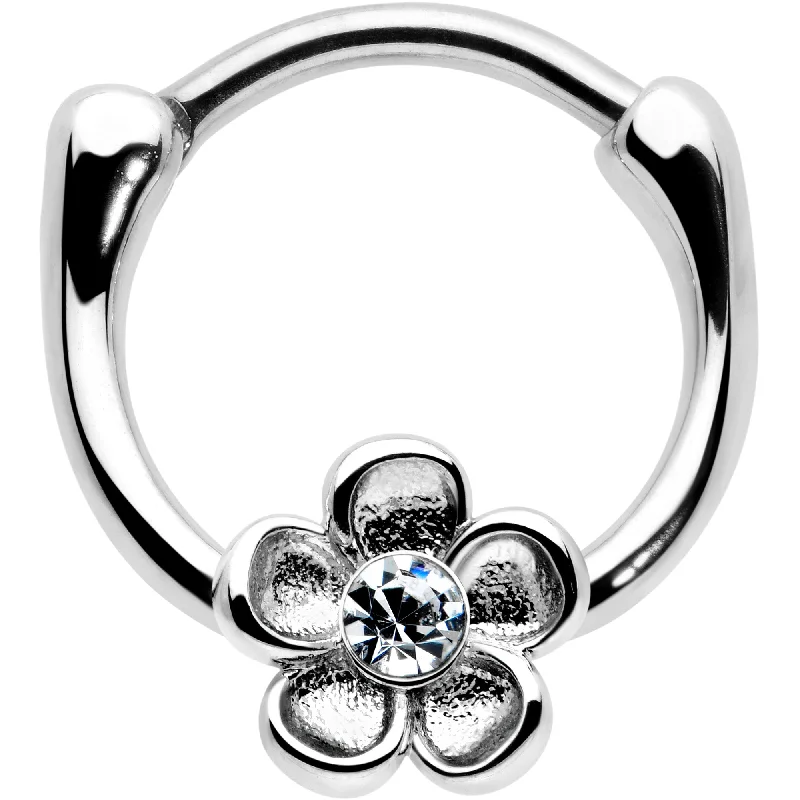 Women's Earrings – Elegant Designs for Every Personality--16 Gauge 5/16 Clear Gem Sweetheart Flower Cartilage Clicker