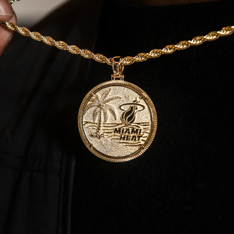 Exclusive Men's Necklaces & Pendants for the Modern Gentleman-Miami Heat Official NBA Coin Pendant Exclusive Men's Necklaces & Pendants for the Modern Gentleman-Miami Heat Official NBA Coin Pendant