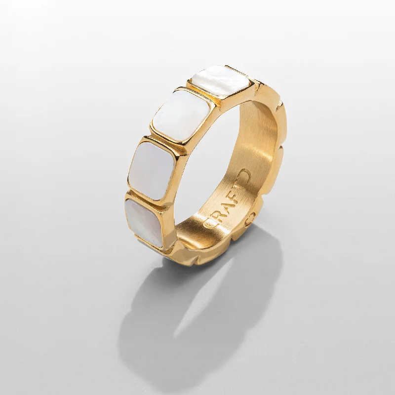 Top Men's Rings – Crafted for Every Style  White Stone Band Ring (Gold)
