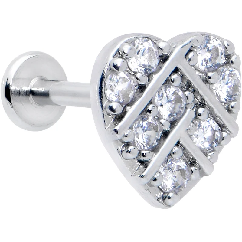 Lip Rings for a Bold Piercing Statement16 Gauge 5/16 Clear CZ Gem Lattice Hear Internally Threaded Labret Lip Rings for a Bold Piercing Statement16 Gauge 5/16 Clear CZ Gem Lattice Hear Internally Threaded Labret