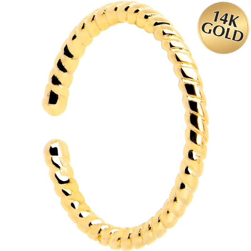 Nose Rings for Everyday Chic Looks -14k Yellow Gold Bendable Nose Hoop 20 Gauge 5/16 Twisted Nose Rings for Everyday Chic Looks -14k Yellow Gold Bendable Nose Hoop 20 Gauge 5/16 Twisted