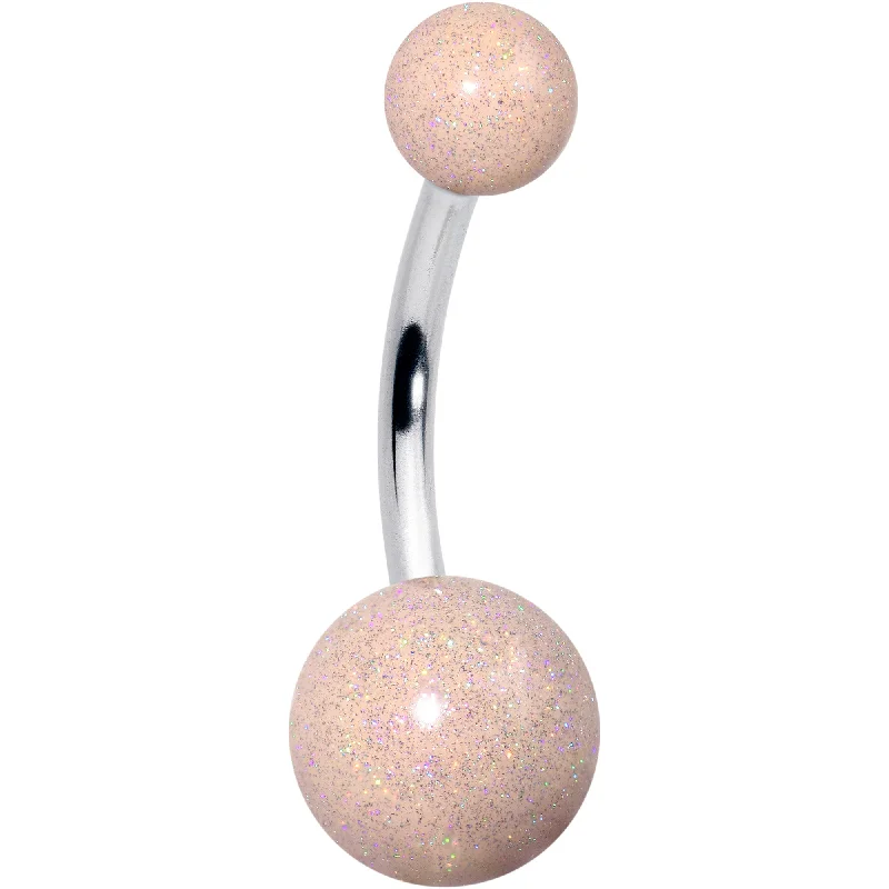 Stylish Belly Rings for Active Lifestyles -Pastel Shimmer Peach Ends Belly Ring