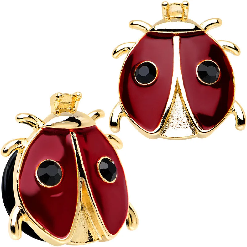 Women's Earrings – Elegant Designs for Every Personality--18mm Red and Black Ladybug Stainless Steel Single Flare Plug Set Women's Earrings – Elegant Designs for Every Personality--18mm Red and Black Ladybug Stainless Steel Single Flare Plug Set