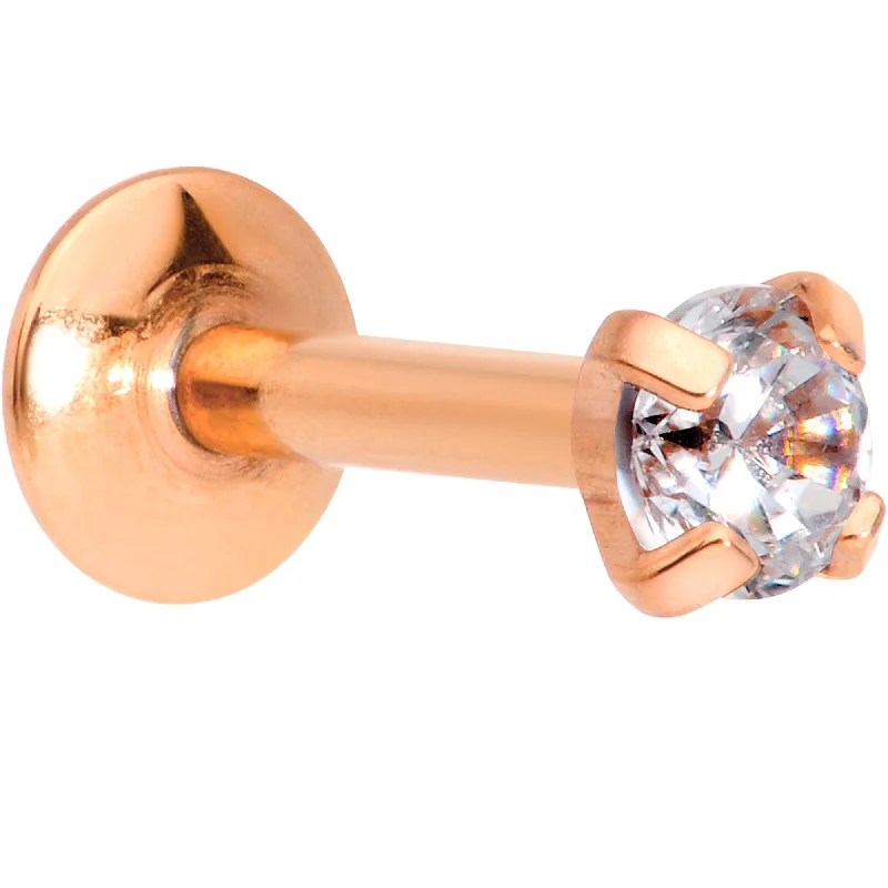 Stylish Lip Rings with Edgy Look1/4 Clear 3mm Gem Rose Gold IP Internally Threaded Labret Monroe Tragus Stylish Lip Rings with Edgy Look1/4 Clear 3mm Gem Rose Gold IP Internally Threaded Labret Monroe Tragus