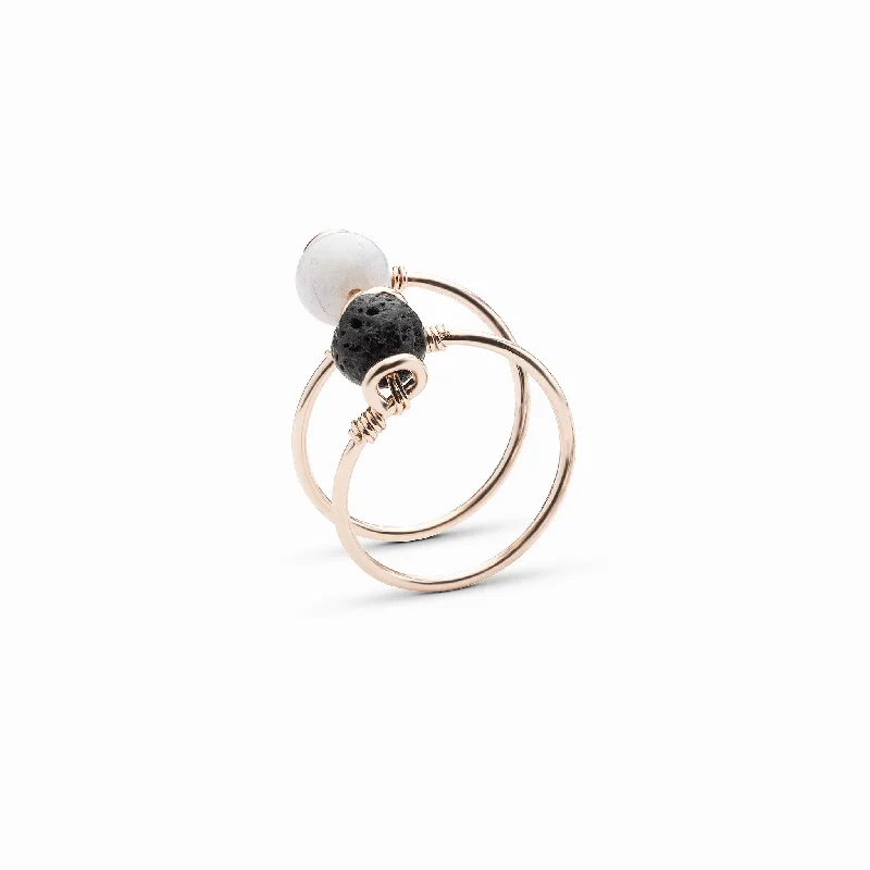 Chic Women's Rings for Fashion-Forward Looks-Double Wrap Howlite Diffuser Ring