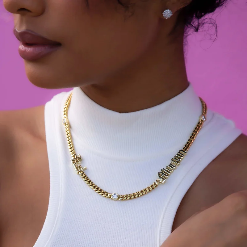 Shop Classic Women's  Necklaces & Pendants with a Modern Twist-Gothic Stationed Cuban Custom Necklace