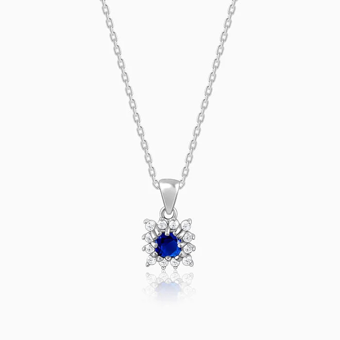 Shop Classic Women's  Necklaces & Pendants with a Modern Twist-Anushka Sharma Silver Royal Blue Pendant with Link Chain