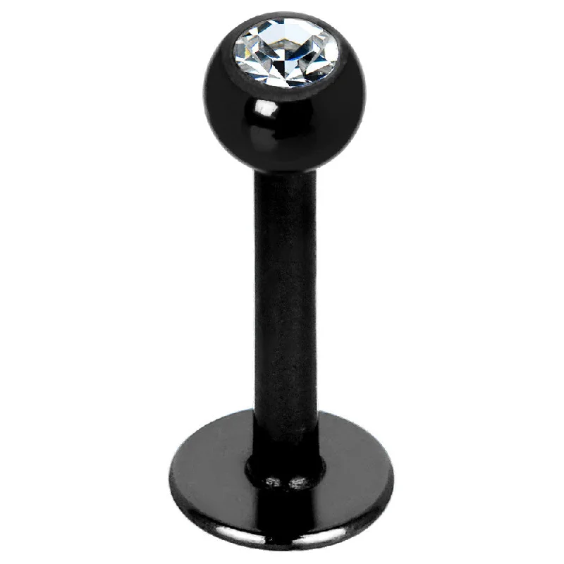 Comfortable Lip Rings for Long Wear16 Gauge Black Gem Titanium Labret Monroe Tragus
