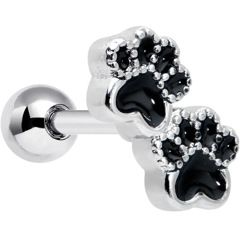 Women's Earrings – Elegant Designs for Every Personality--16 Gauge 1/4 Textured Black Paw Prints Cartilage Tragus Earring Women's Earrings – Elegant Designs for Every Personality--16 Gauge 1/4 Textured Black Paw Prints Cartilage Tragus Earring
