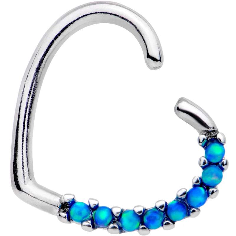 Women's Earrings – Elegant Designs for Every Personality--16 Gauge Blue Synthetic Opal Left Side Heart Cartilage Closure Ring Women's Earrings – Elegant Designs for Every Personality--16 Gauge Blue Synthetic Opal Left Side Heart Cartilage Closure Ring