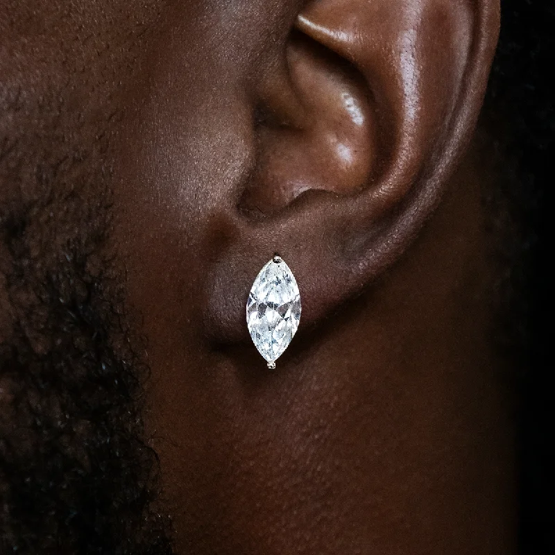 Shop Durable Men's Earrings for Everyday Wear-7mm Marquise Cut Diamond Stud Earrings in White Gold Shop Durable Men's Earrings for Everyday Wear-7mm Marquise Cut Diamond Stud Earrings in White Gold