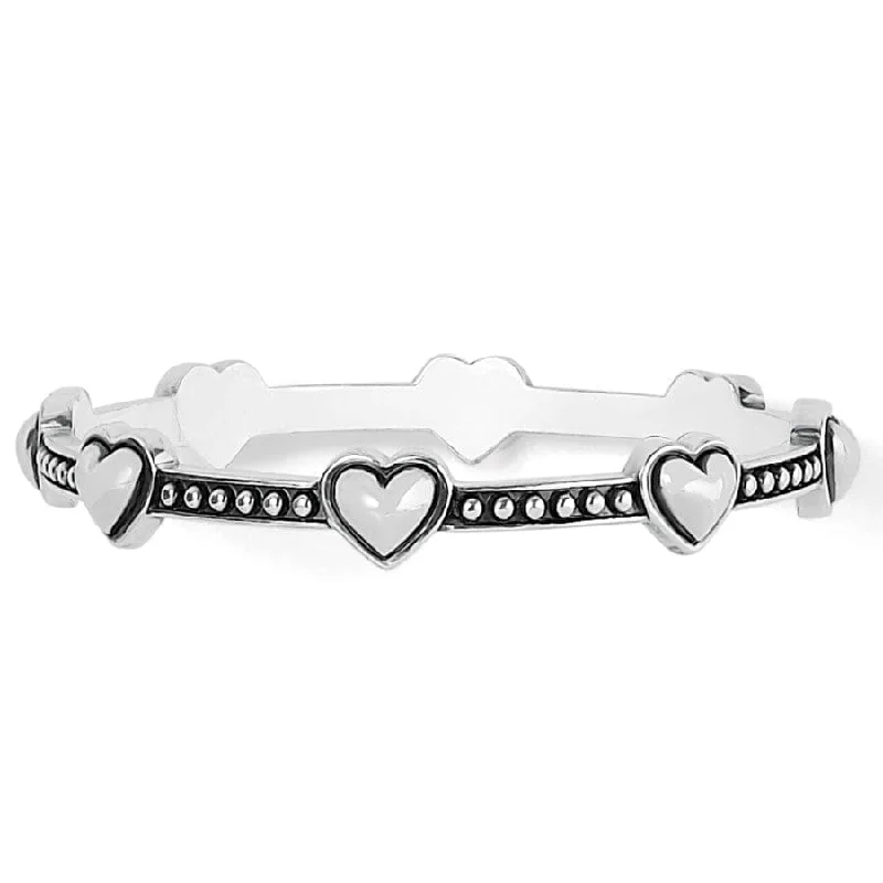 Luxury Silver Bangles for Women-Pretty Tough Bold Petite Heart Bangle