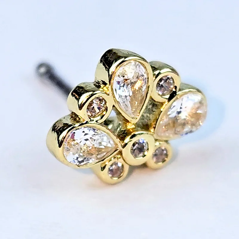 Trendy and Comfortable Nose Rings for Every Day -20 Gauge 1/4 Clear Gem Golden Crown Deluxe Nose Bone Trendy and Comfortable Nose Rings for Every Day -20 Gauge 1/4 Clear Gem Golden Crown Deluxe Nose Bone
