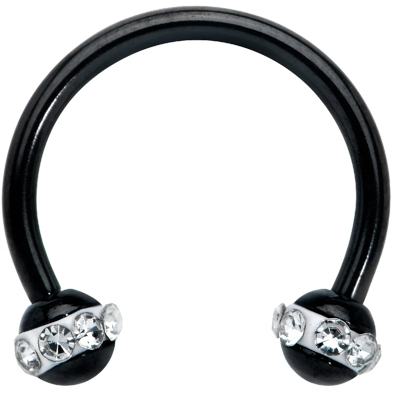 High-Quality Lip Rings for All-Day Comfort16 Gauge 3/8 Clear Gem Black Banded Horseshoe Circular Barbell