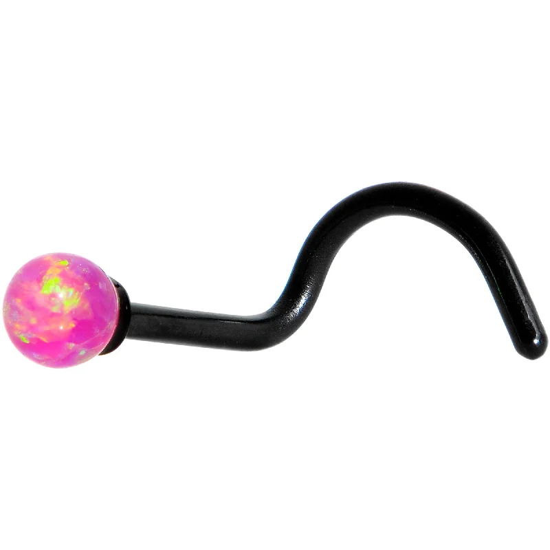 Fashionable Nose Rings -Pink 2.5mm Synthetic Opal Ball Black Anodized Left Nose Screw Fashionable Nose Rings -Pink 2.5mm Synthetic Opal Ball Black Anodized Left Nose Screw