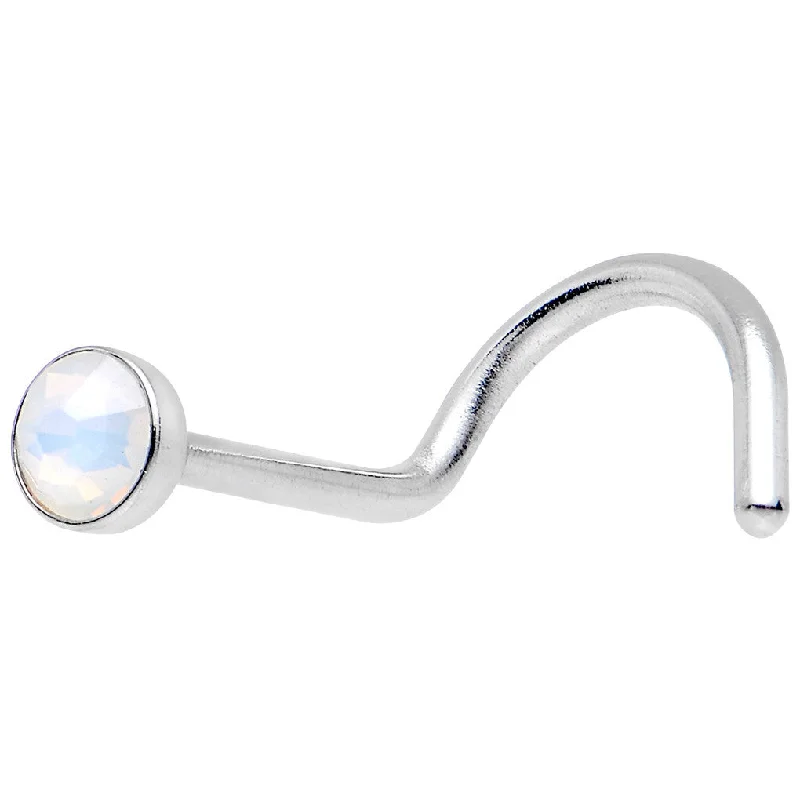 Nose Rings for Office Wear -Stainless Steel 2mm White Imitation Opalite Stone Nose Screw Nose Rings for Office Wear -Stainless Steel 2mm White Imitation Opalite Stone Nose Screw