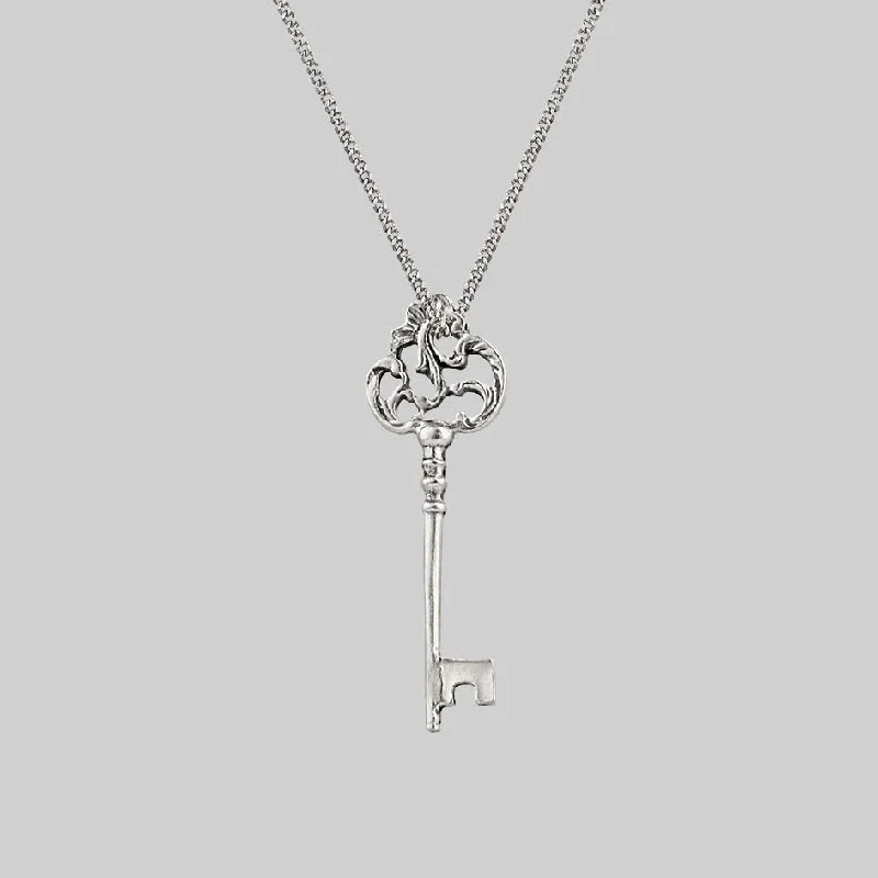 Shop Classic Women's  Necklaces & Pendants with a Modern Twist-VERONA. Skeleton Key Necklace - Silver