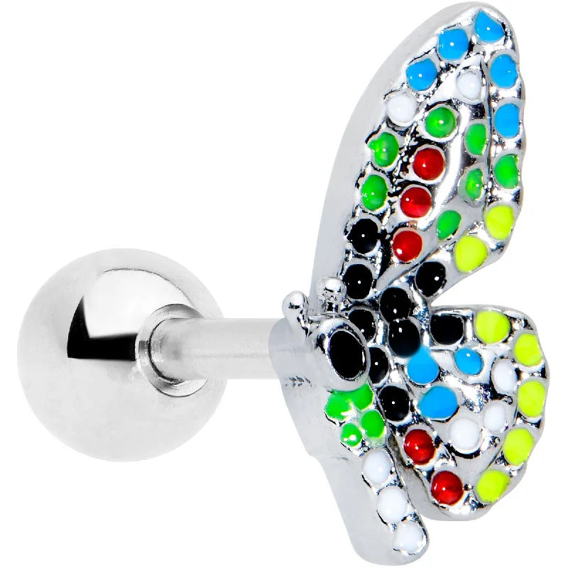 Women's Earrings – Elegant Designs for Every Personality--16 Gauge 1/4 Mosaic Butterfly Cartilage Tragus Earring Women's Earrings – Elegant Designs for Every Personality--16 Gauge 1/4 Mosaic Butterfly Cartilage Tragus Earring