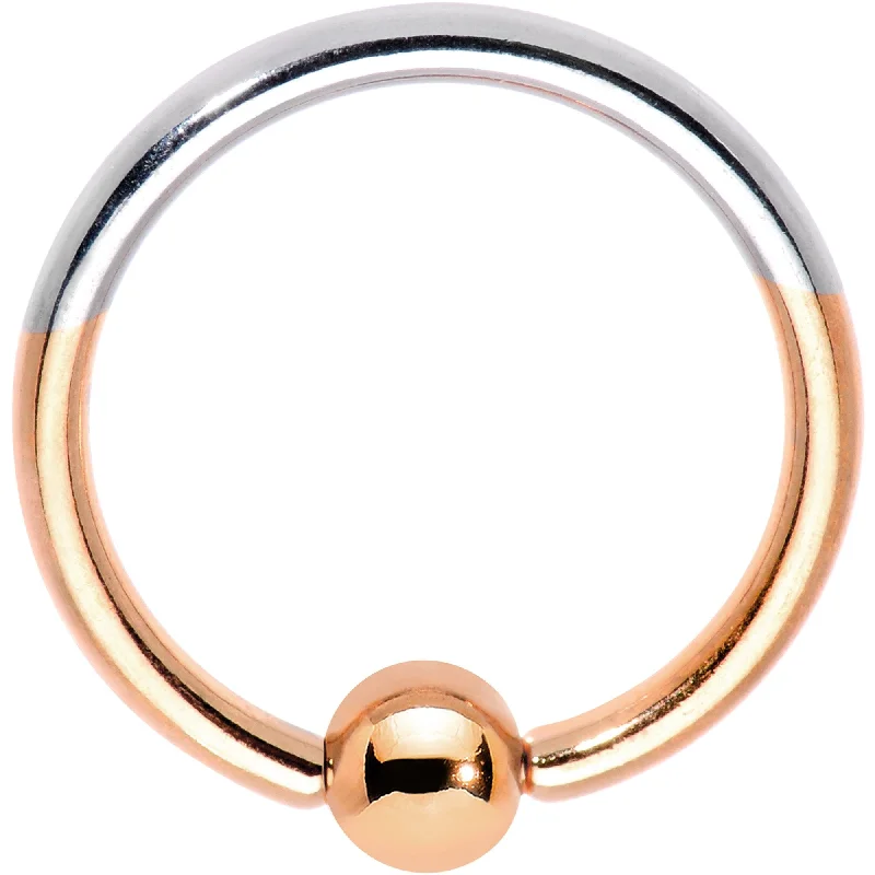 Gold Lip Rings for Chic Style16 Gauge 3/8 Rose Gold Tone Two Tone BCR Captive Ring