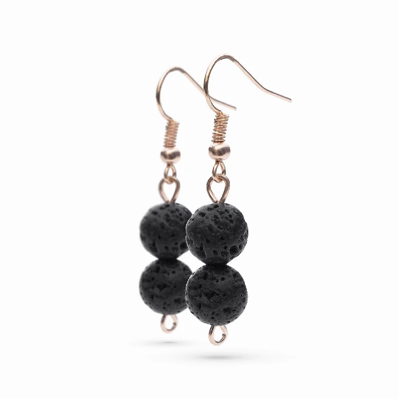 Women's Earrings – Elegant Designs for Every Personality--Double Lava Stone Diffuser Earrings