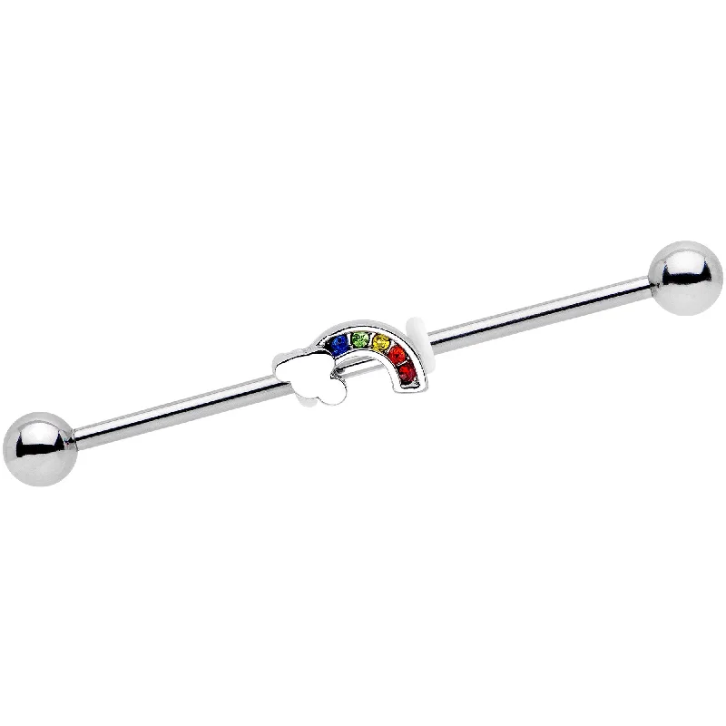 Women's Earrings – Elegant Designs for Every Personality--Cloudy Summer Rainbow Industrial Barbell 38mm Women's Earrings – Elegant Designs for Every Personality--Cloudy Summer Rainbow Industrial Barbell 38mm