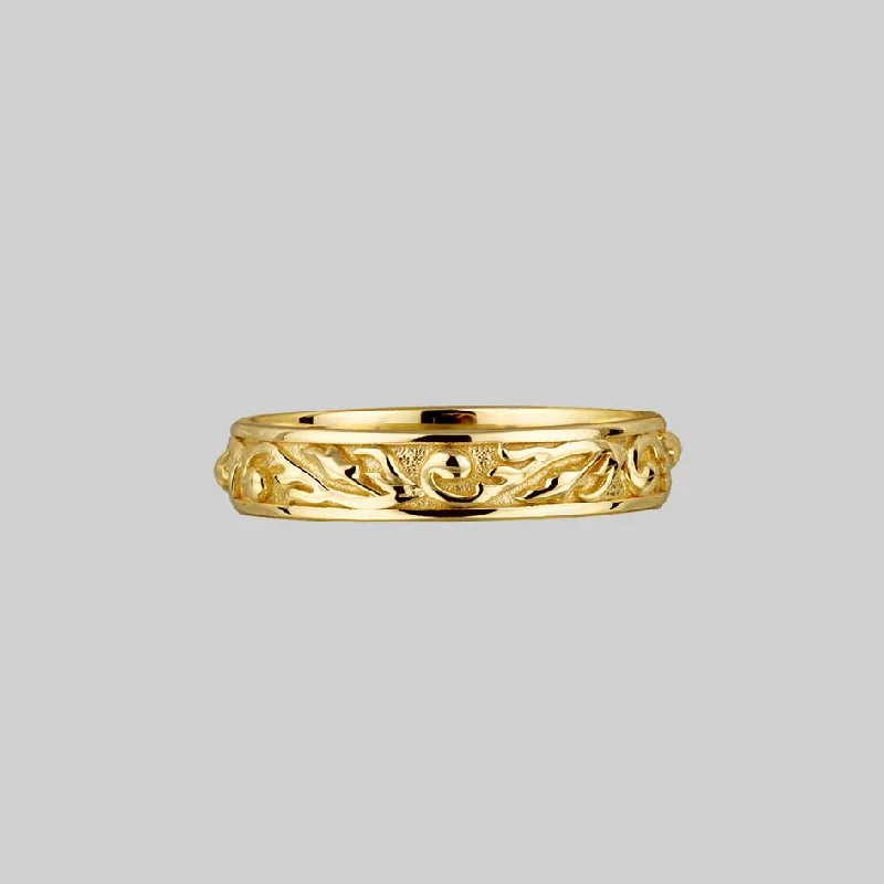 Chic Women's Rings for Fashion-Forward Looks-NOTORIETY. Ornate Band Ring - Gold