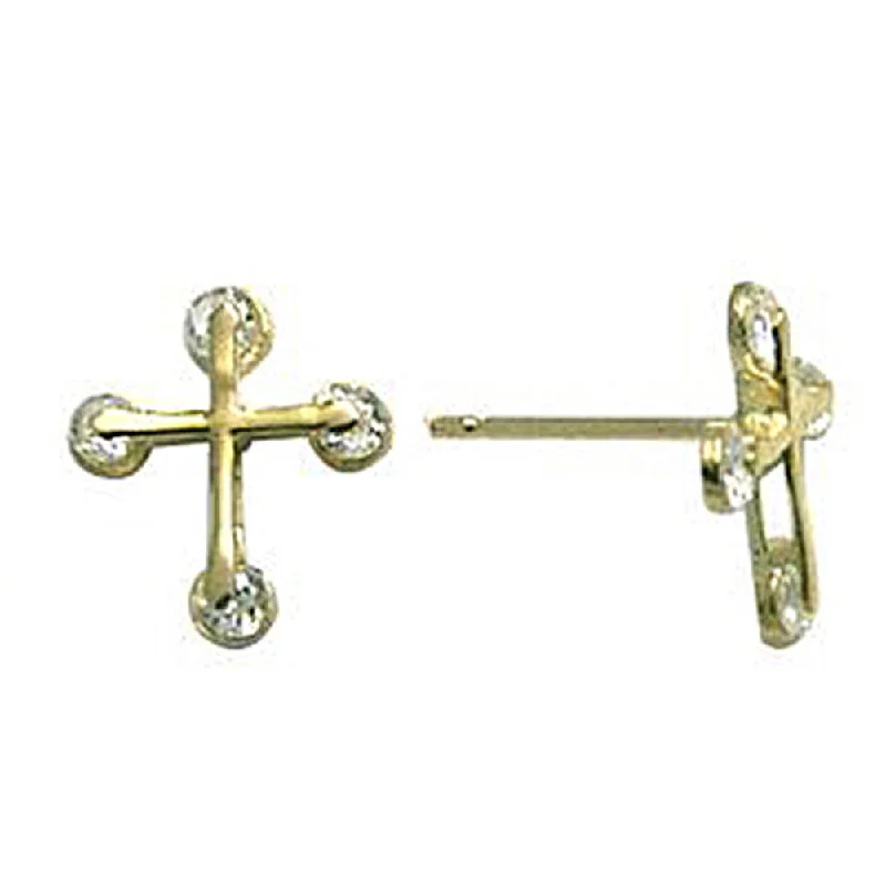 Women's Earrings – Elegant Designs for Every Personality--14kt Yellow Gold Zirconia Cross Stud Earrings Women's Earrings – Elegant Designs for Every Personality--14kt Yellow Gold Zirconia Cross Stud Earrings