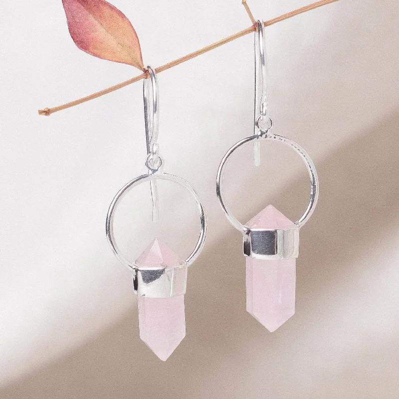 Women's Earrings – Elegant Designs for Every Personality--Rose Quartz Crystal Point Earrings