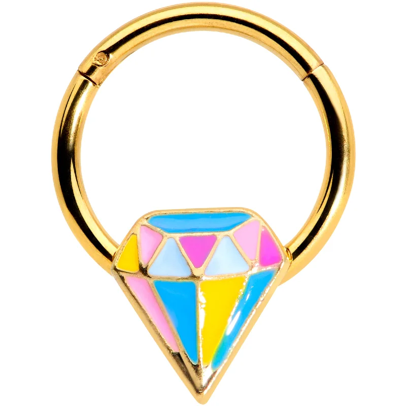 Stylish Nose Rings with Simple Designs -16 Gauge 3/8 Gold Tone Geologist Prize Hinged Segment Ring Stylish Nose Rings with Simple Designs -16 Gauge 3/8 Gold Tone Geologist Prize Hinged Segment Ring