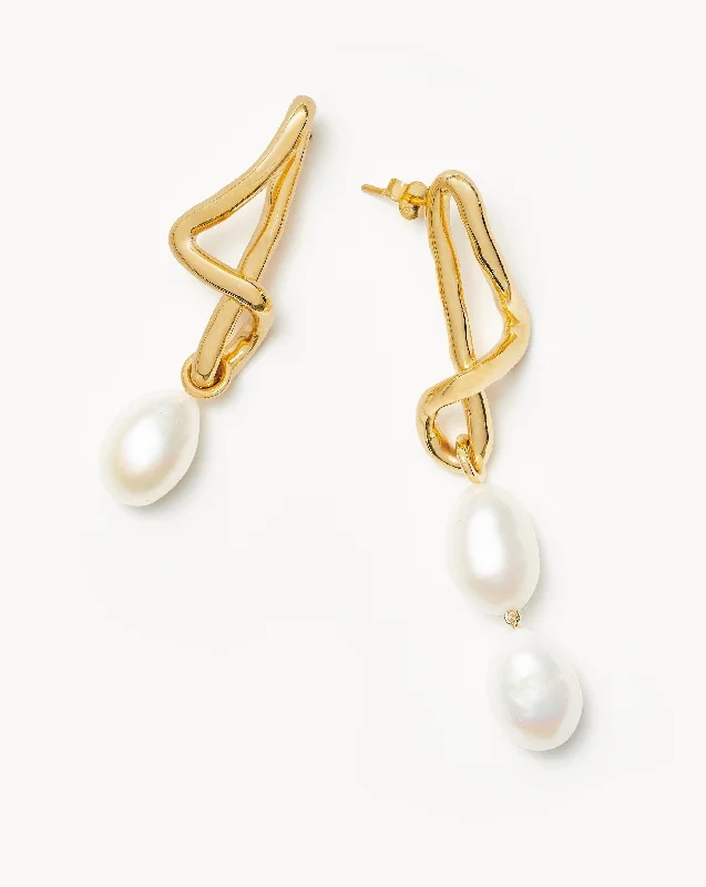 Women's Earrings – Elegant Designs for Every Personality--Molten Baroque Pearl Mismatch Drop Earrings