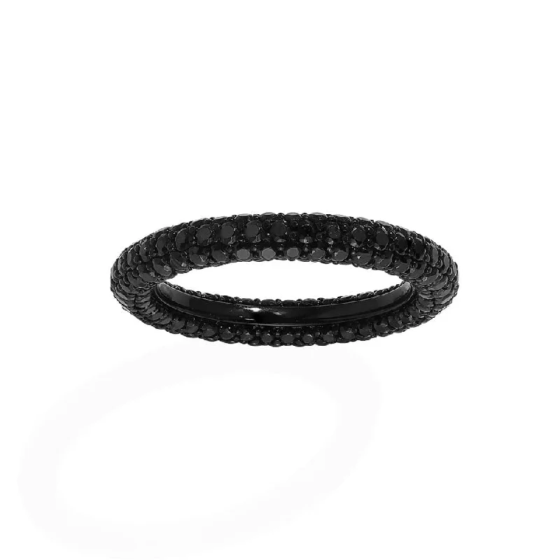 Chic Women's Rings for Fashion-Forward Looks-Black Pavé Ring