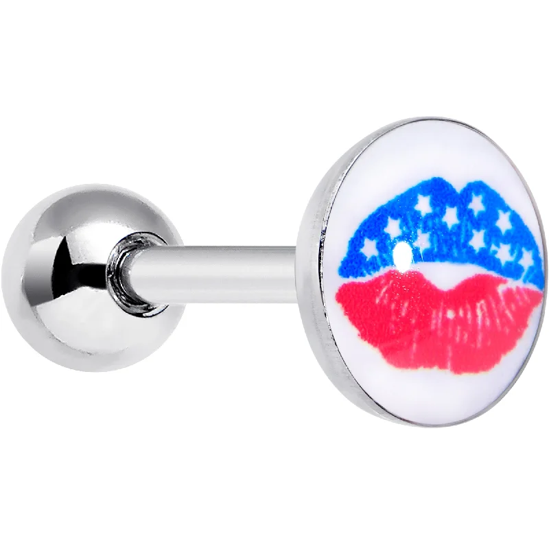 Women's Earrings – Elegant Designs for Every Personality--16 Gauge 1/4 Inlay Patriotic Kissy Lips Cartilage Tragus Earring Women's Earrings – Elegant Designs for Every Personality--16 Gauge 1/4 Inlay Patriotic Kissy Lips Cartilage Tragus Earring