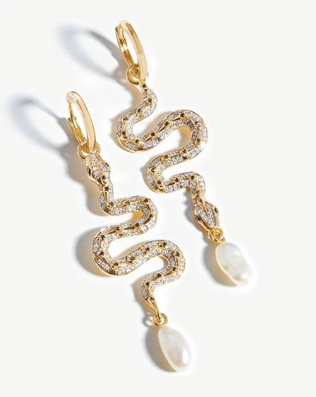 Women's Earrings – Elegant Designs for Every Personality--Harris Reed Fine Serpent Drop Earrings | 14k Solid Gold/Pearl & Diamond Women's Earrings – Elegant Designs for Every Personality--Harris Reed Fine Serpent Drop Earrings | 14k Solid Gold/Pearl & Diamond