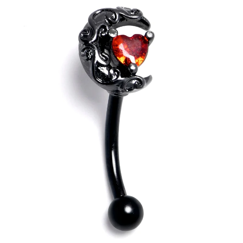 Women's Earrings – Elegant Designs for Every Personality--16 Gauge 5/16 Red CZ Gem Black Scrolling Moon Heart Curved Eyebrow Ring Women's Earrings – Elegant Designs for Every Personality--16 Gauge 5/16 Red CZ Gem Black Scrolling Moon Heart Curved Eyebrow Ring