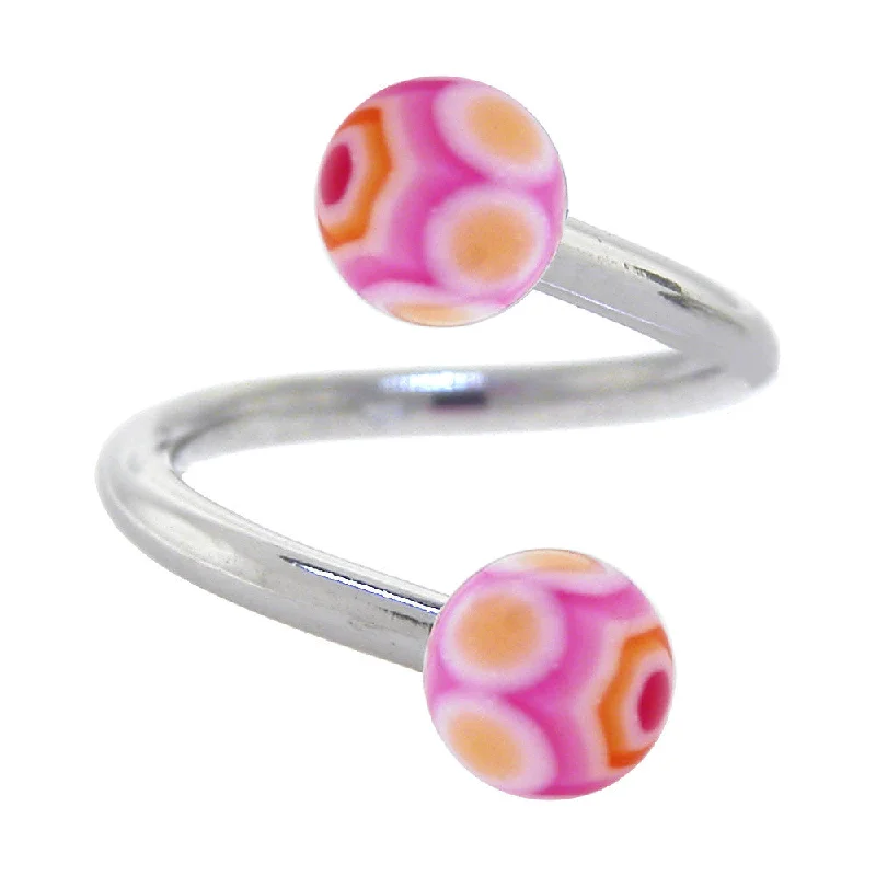 Designer Belly Rings for Unique Shine -Spiral Twister PURPLE PEACH Belly Button Ring