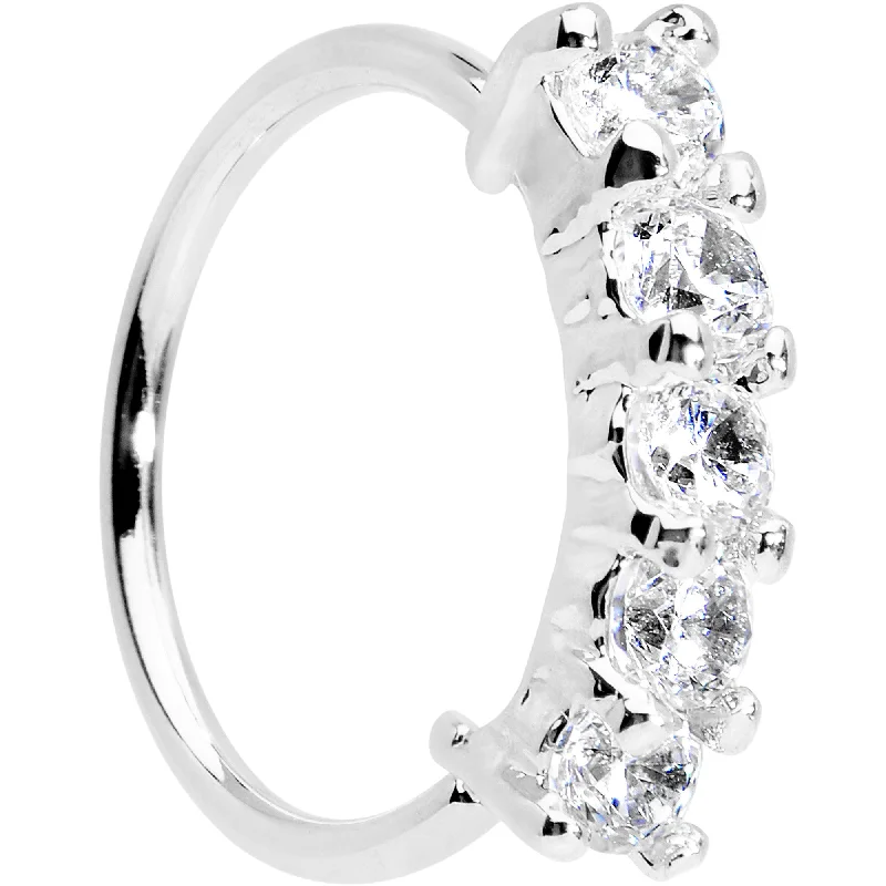 Designer Nose Rings for Exclusive Styles -20 Gauge 5/16 Clear CZ Quintet Seamless Circular Ring Designer Nose Rings for Exclusive Styles -20 Gauge 5/16 Clear CZ Quintet Seamless Circular Ring