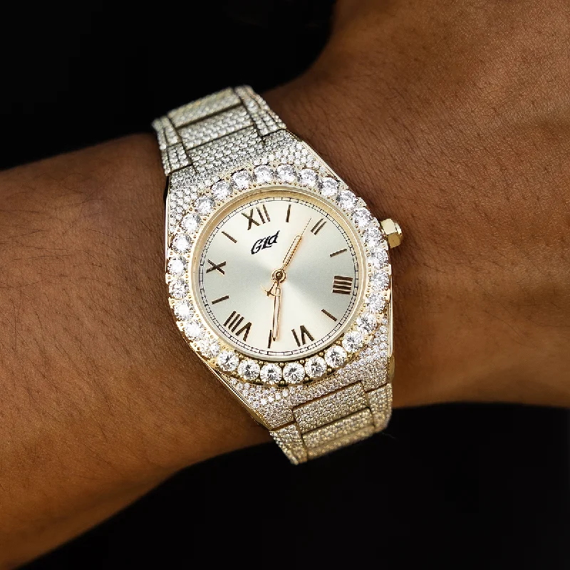 Classic Watches for Men-36MM Iced Alpha Era® in Gold