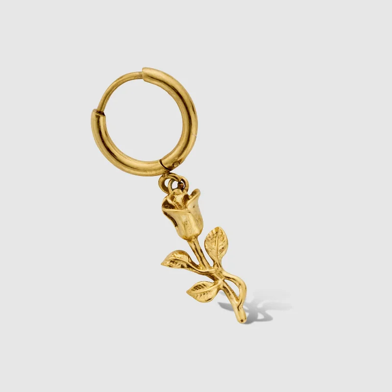 Shop Durable Men's Earrings for Everyday Wear-Rose Earring (Gold)