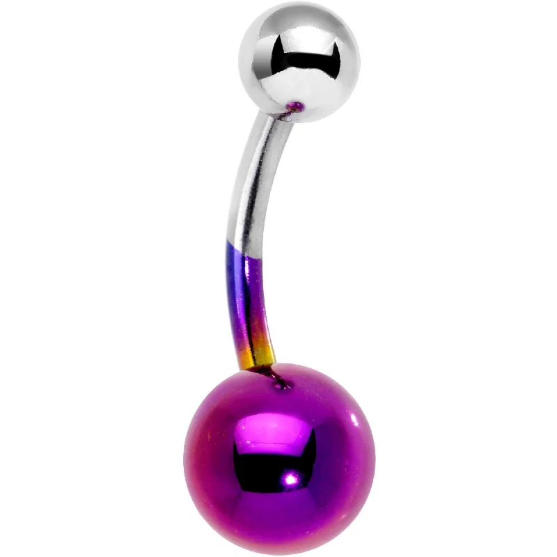 Comfortable Belly Rings with Custom Design -Purple and Steel Tone Two Tone Belly Ring Comfortable Belly Rings with Custom Design -Purple and Steel Tone Two Tone Belly Ring