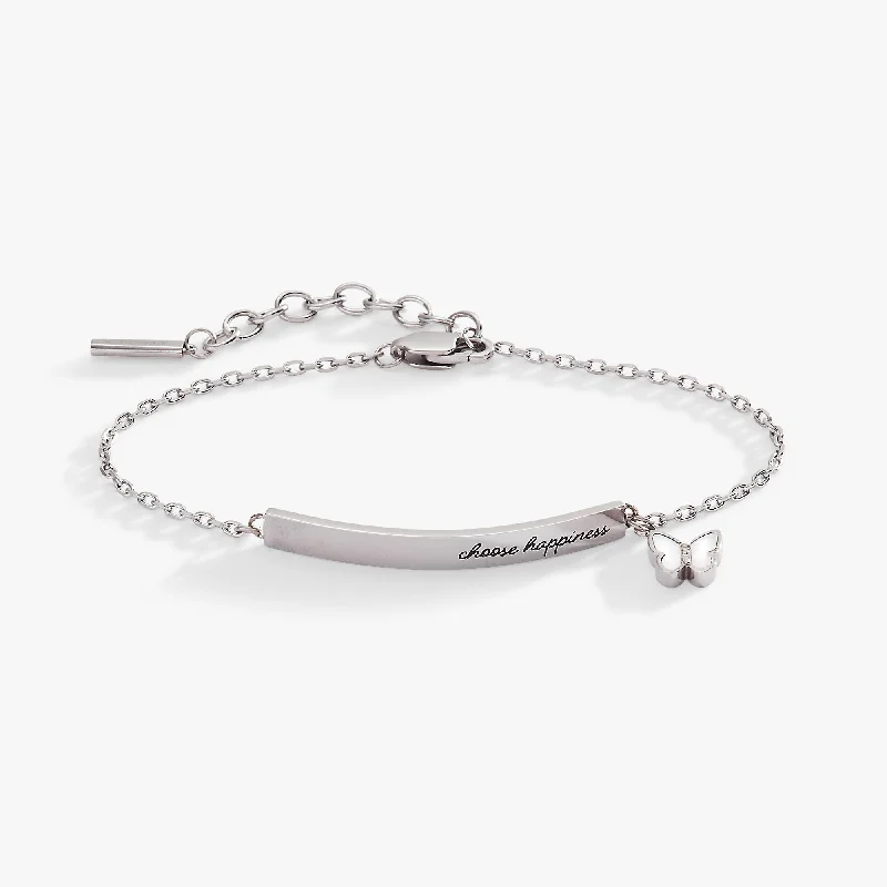 Women's Bangle Bracelets-“Choose Happiness” Inline Bracelet