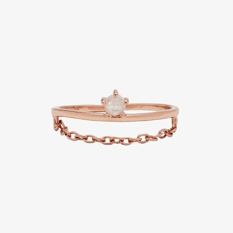 Chic Women's Rings for Fashion-Forward Looks-Stone Chain Ring