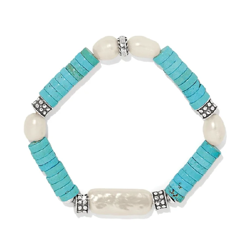 Unique Wedding Cuff Bangles for Women-Pebble Pearl Coast Stretch Bracelet
