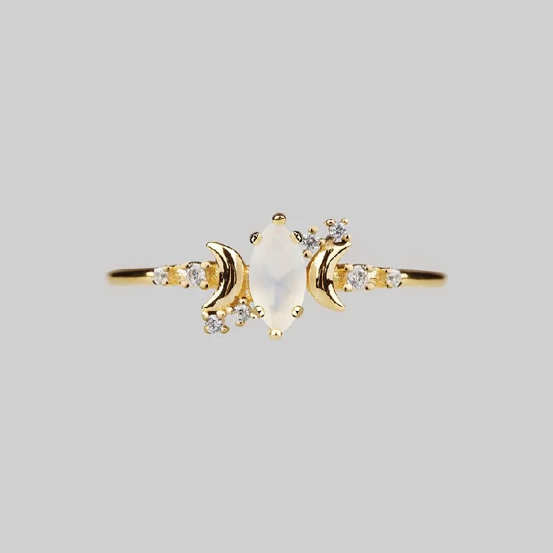Chic Women's Rings for Fashion-Forward Looks-MOONDANCE. Opal & Cubic Zirconia Gold Ring Chic Women's Rings for Fashion-Forward Looks-MOONDANCE. Opal & Cubic Zirconia Gold Ring
